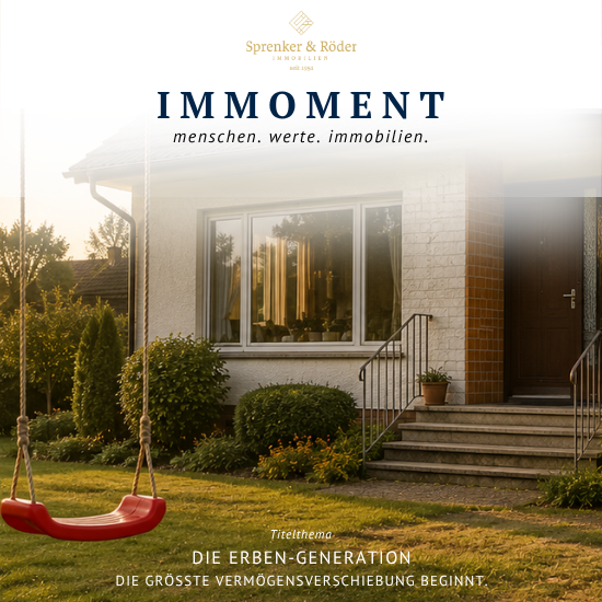 IMMOMENT 2026– Die Erben-Generation: Wohnhaus mit Schaukel als Symbol für Immobilien, Familie und Vermögensübertragung