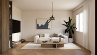 Visualisierung_Wohnzimmer - Modernes Wohnen in Freiburg-Herdern – 3-Zimmer-Wohnung im Neuaufbau im 2. Obergeschoss